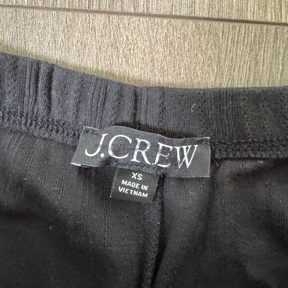 J.Crew Pointelle Pants WMNS XS Black Mid-Rise Drapey Wide Leg Elastic Waistband - Picture 4 of 8